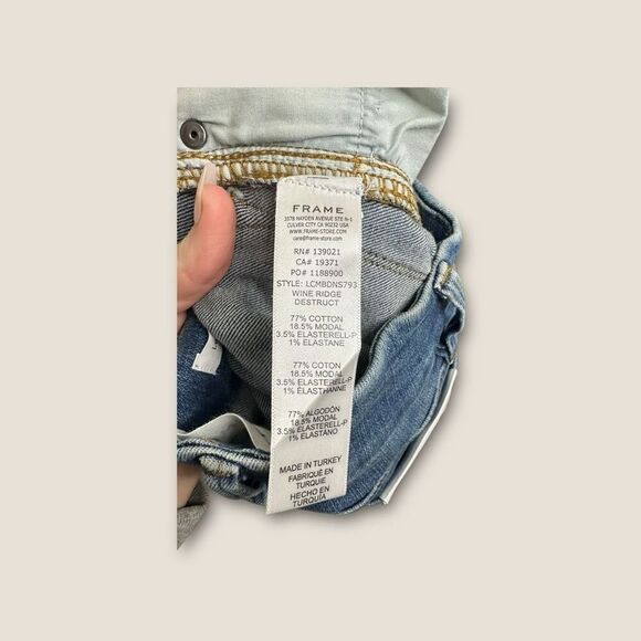 FRAME Le Crop Mini Boot Jeans Mid Rise Wine Ridge Destruct NWT Size 23 - Picture 8 of 8
